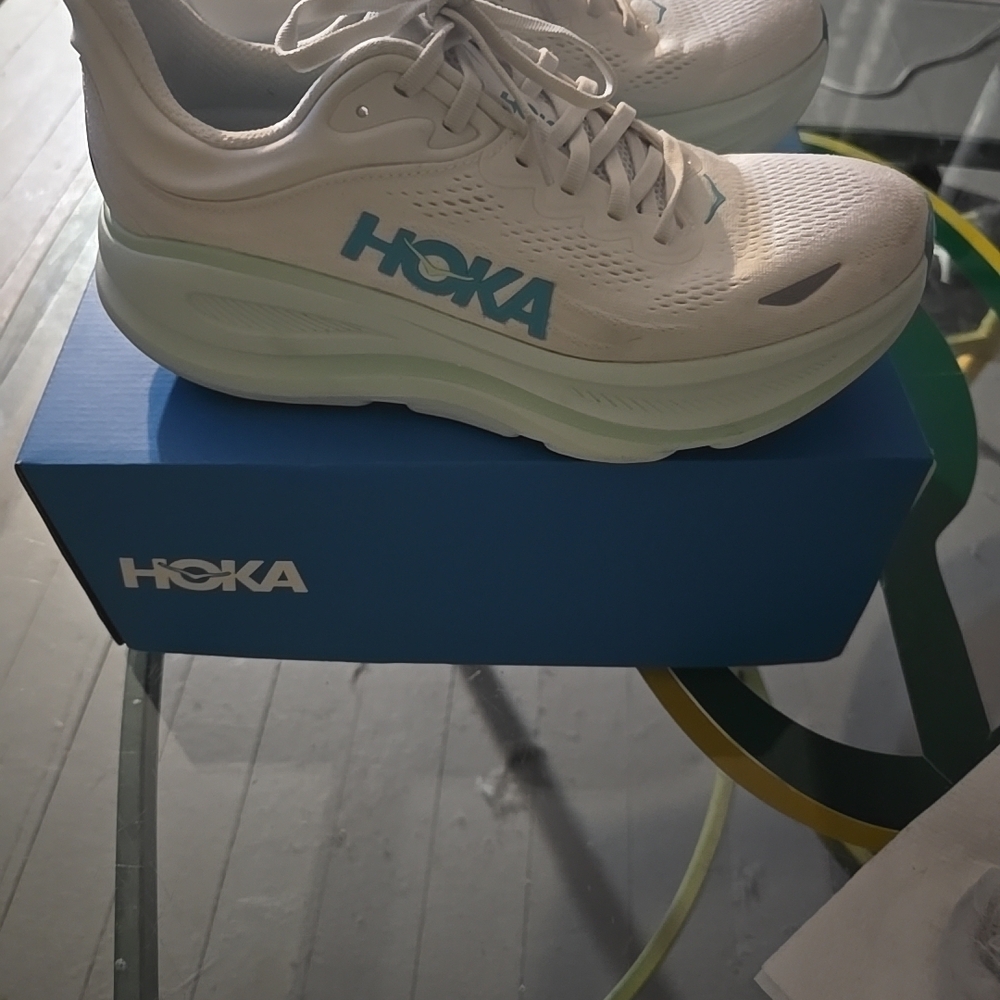 Hoka White and Blue Running Shoes
